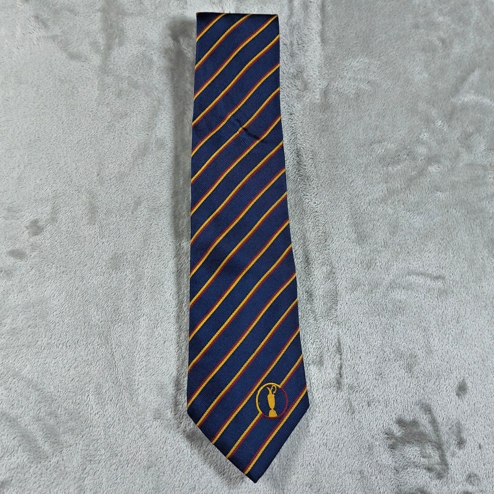 Vintage‎ The Open Carnoustie Tie Men 58x3.75 Blue Striped 2007 Golf Y2K Scotland
